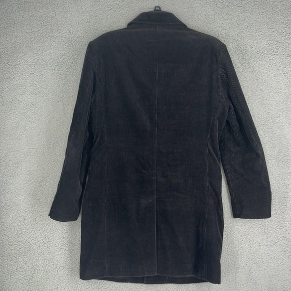 H&M brown corduroy three button long coat pockets men’s 38 medium collar jacket - Picture 12 of 14